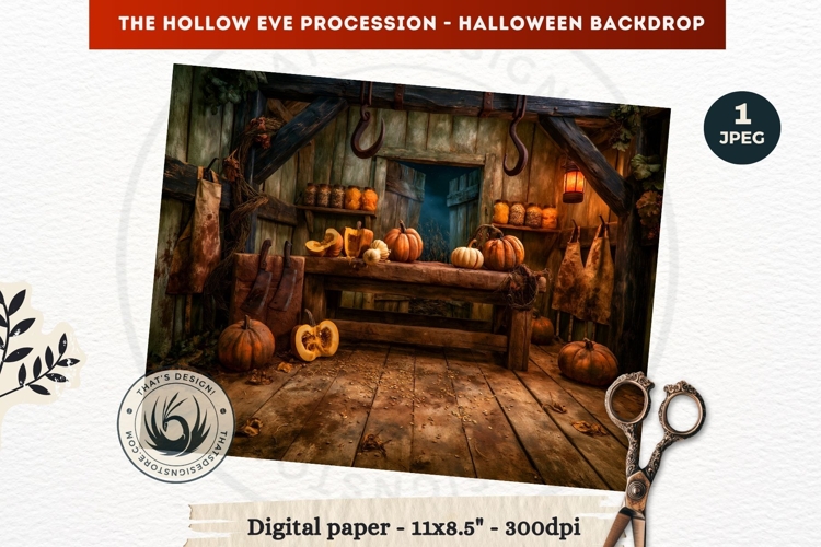 Gothic Halloween background - Hollow Eve Procession Backdrop