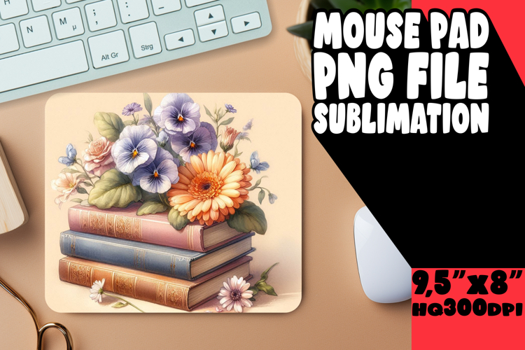 Blissful Mouse Mat Sublimation PNG, Books