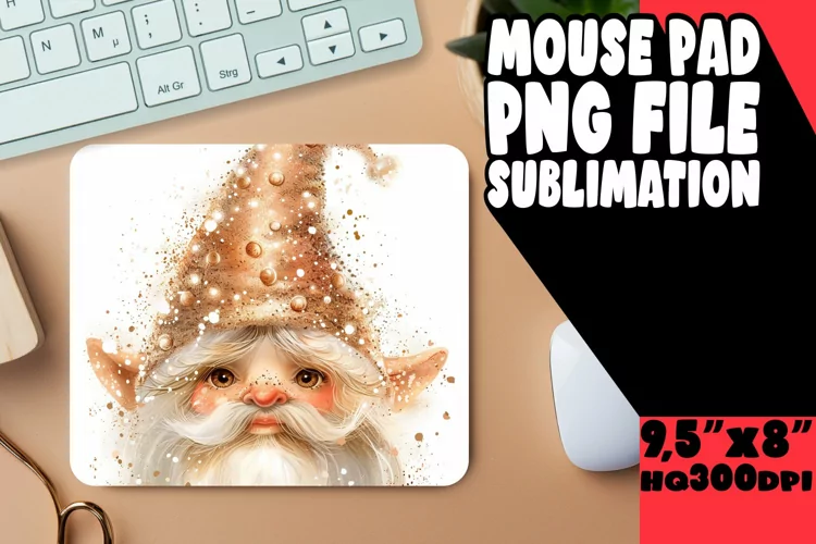 Enchanted Escapade: Gnome Mouse Pad Design Sublimation PNG