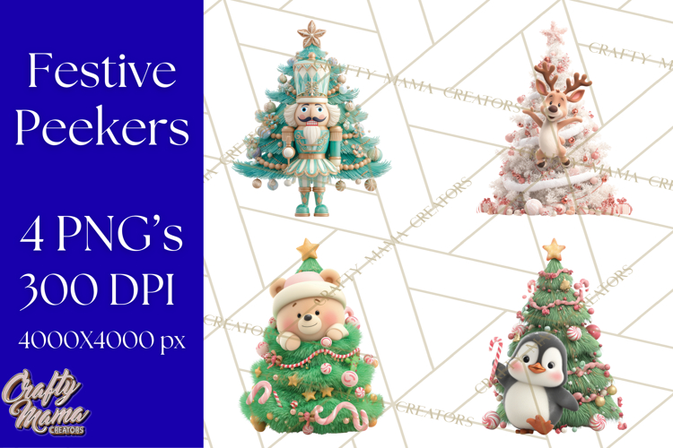Christmas Tree Clipart PNG Cute Characters for Holiday Craft