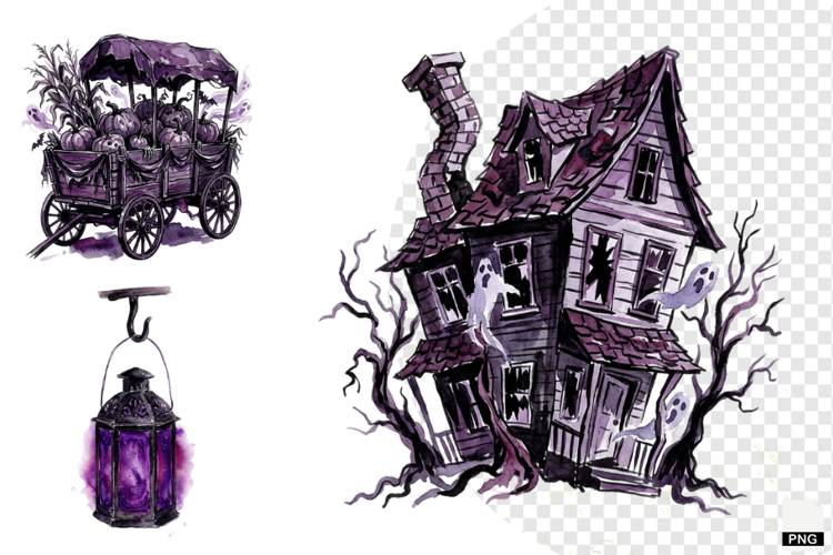 Halloween Haunted Cottage Clipart