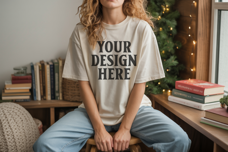 Ivory Christmas Comfort Colors 1717 T-shirt Mockup