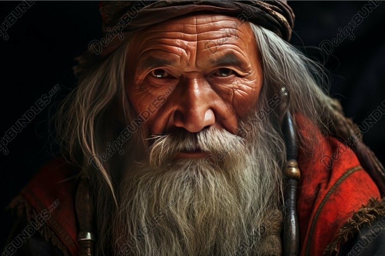 Wise elder with weathered features example image 1
