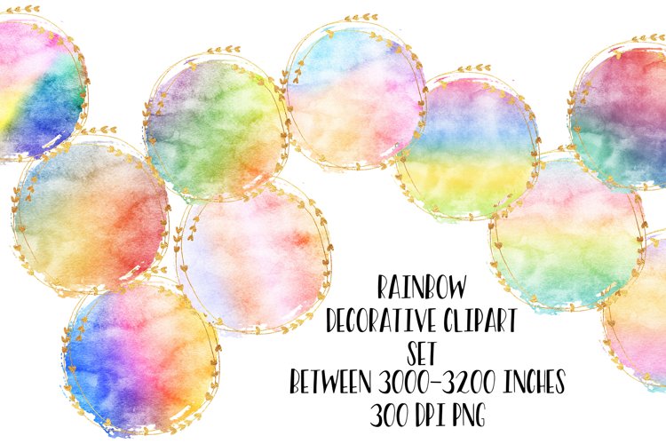 Golden Rainbow Clipart Set For Sublimation and Logos example image 1