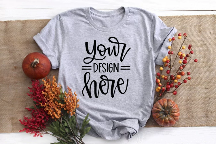 Shirt Mockup, Fall Mock Up, Flat Lay With Pumpkins