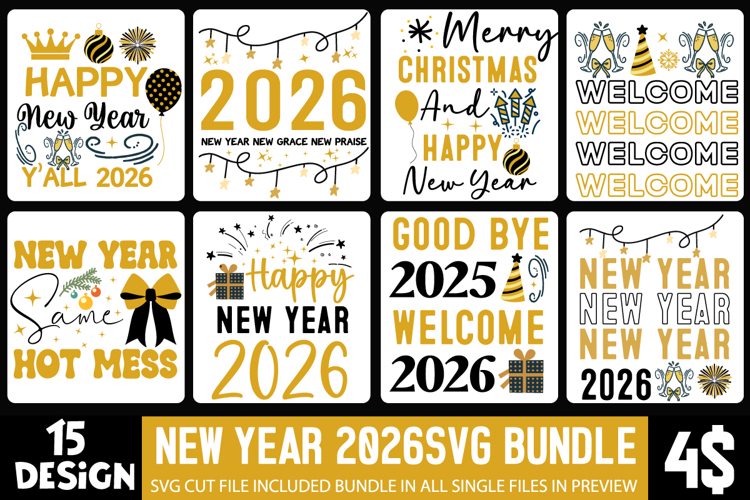 New Year SVG Bundle, New Year SVG Bundle 2024,New Year SVG