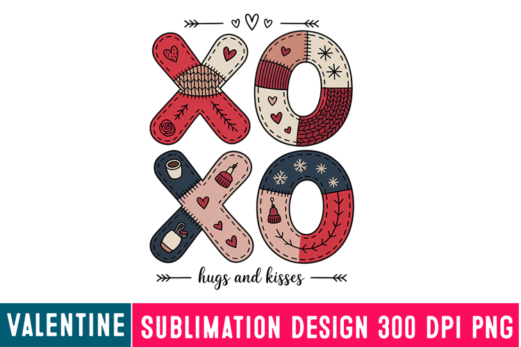 Xoxo hugs and kisses sublimation design PNG,Xoxo SVG Design