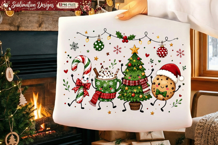 Cute Christmas Friends Sublimation PNG,Trending Christmas example image 1