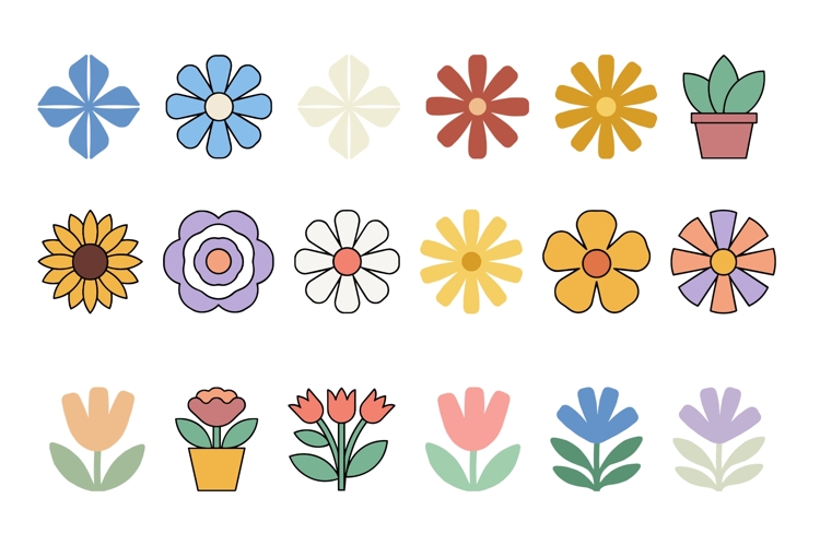 Retro Groovy Flower Clipart