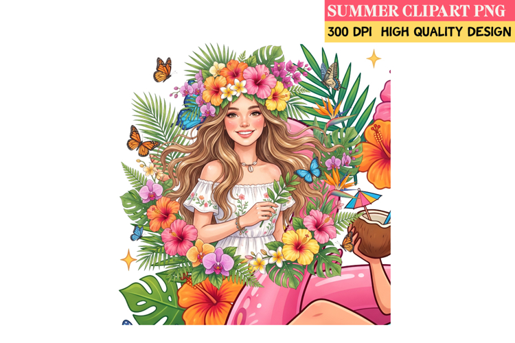 Summer Whimsical Clipart,Summer png,Beach Sublimation png example image 1