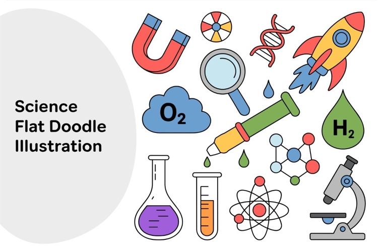 Science Flat Doodle Illustration