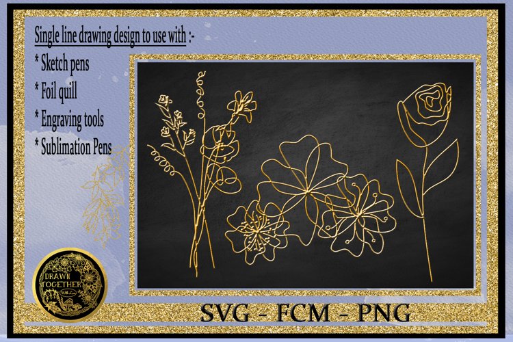 Single Line SVG Foil Quill Florals for Cricut Silhouette