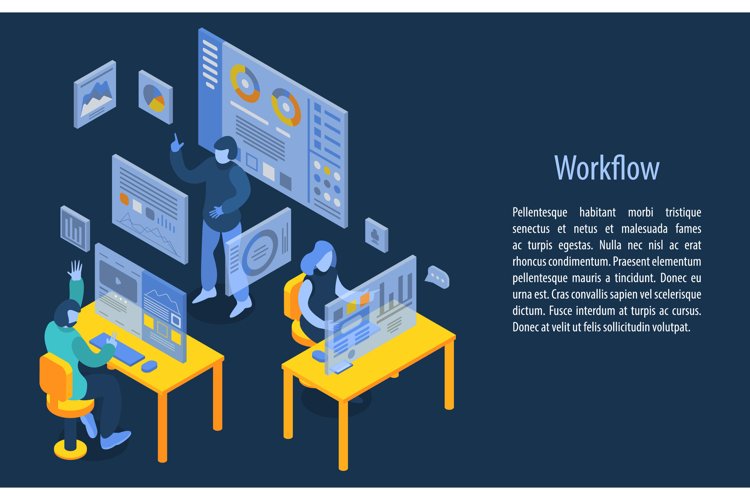 Workflow management concept banner, isometric style example image 1