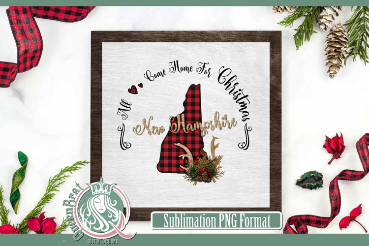 New Hampshire Plaid Christmas State Sublimation example image 1