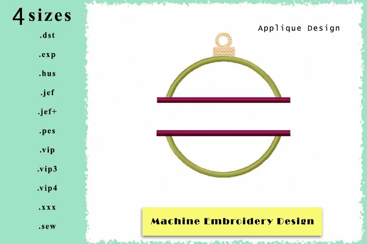 APPLIQUE Christmas Bauble Machine Embroidery Design 4 sizes
