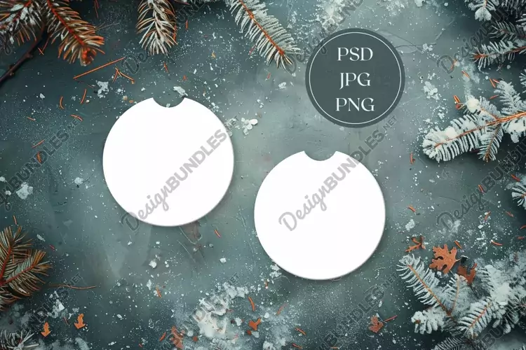 Winter Car Coasters Mock Up, Coaster Mock Up Design