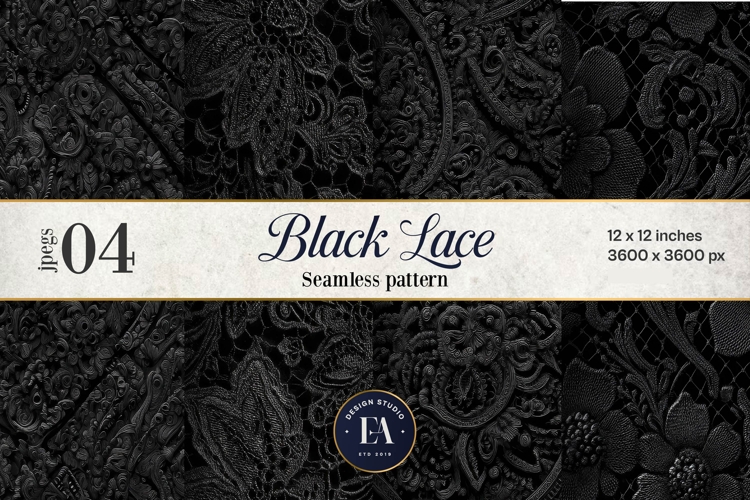 Black Lace Pattern, Gothic Lace Digital Paper