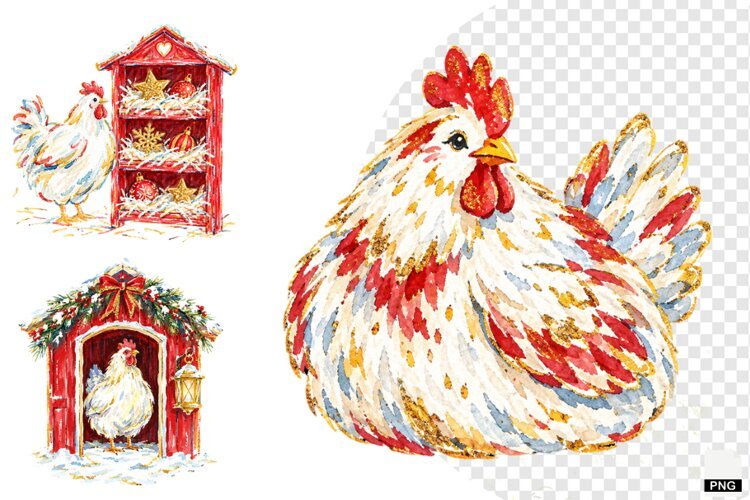 Christmas Chicken Coop Clipart example image 1