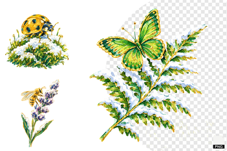 Winter Insect Garden Clipart