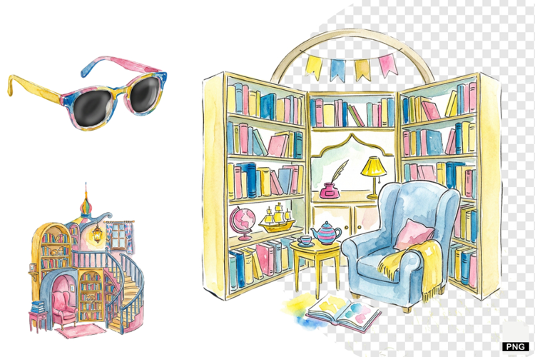Winter Inside Library Clipart