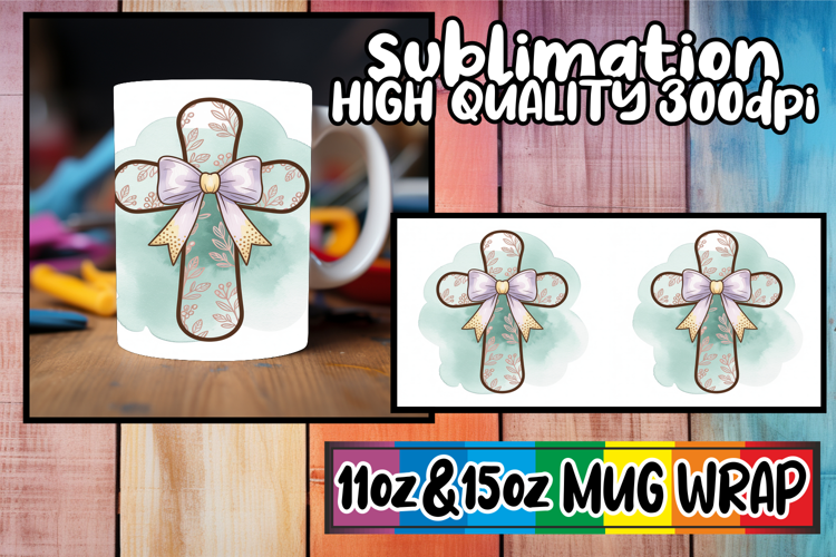Vibrant dreams sublimation print wrap, Cross and Bow