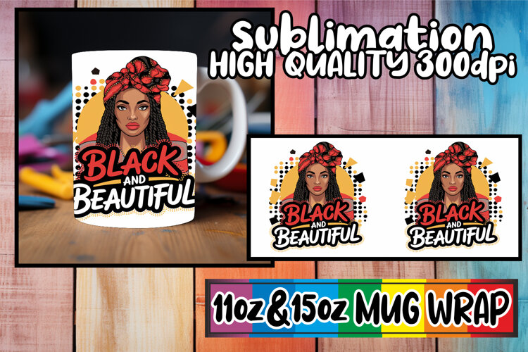 Radiant moments sublimation mug wrap, Black Woman example image 1