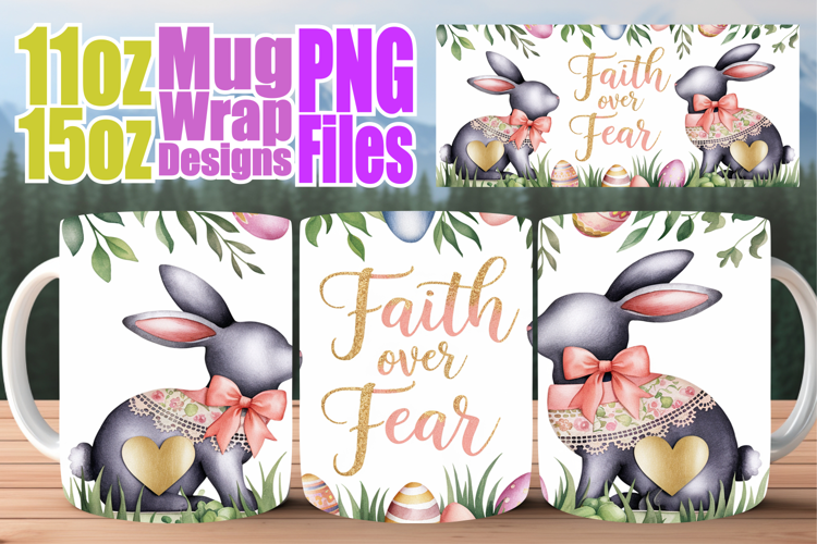 Cozy smiles 11oz 15oz sublimation wrap, Easter Bunny