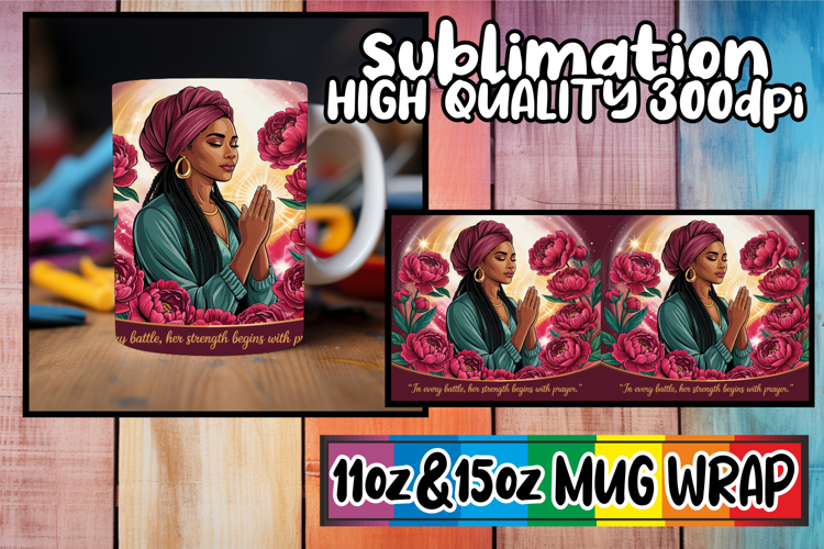 Joyous memories 11oz 15oz sublimation wrap, Praying Woman