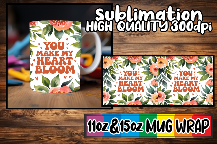 Happy adventures 11oz 15oz sublimation wrap, Flower Quote