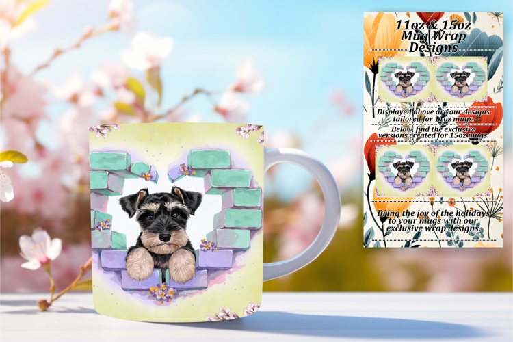 Fancy 11oz Mug Wrap Png Design , Cute Dog