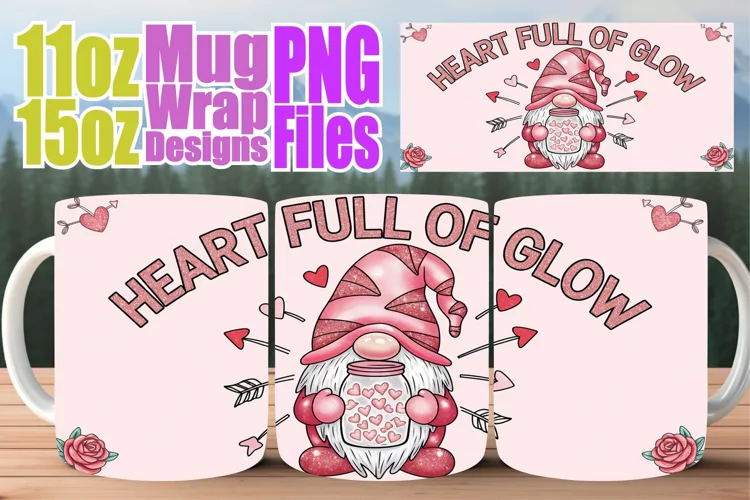 Whimsical charm 11oz 15oz mug wrap, Valentines