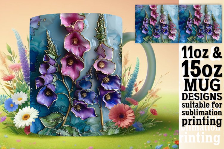 Sparkling Floral Delight Mug Wrap: Sublimation - 11oz/15oz example image 1
