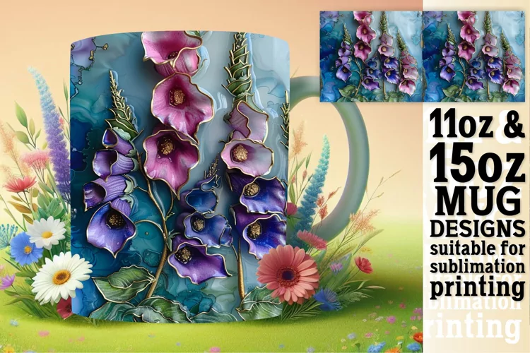 Sparkling Floral Delight Mug Wrap: Sublimation - 11oz/15oz