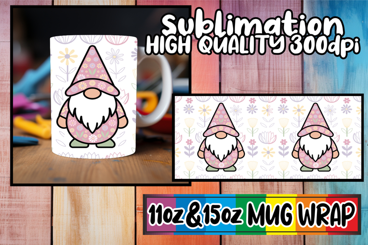 Bright beginnings sublimation mug wrap, Gnomes