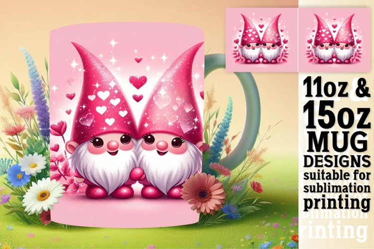 Sublimation Mugs with Gnome Love