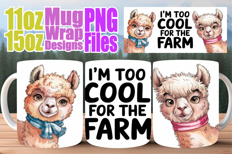 Joyful sunsets 11oz 15oz sublimation wrap, Funny Animals example image 1