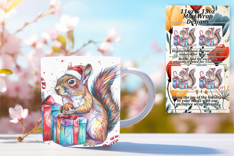 Christmas Watercolor Mug Wrap - Sublimation Ready