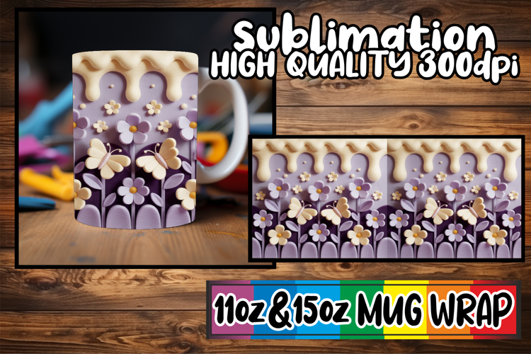 Inviting moments 11oz 15oz mug wrap, 3D Flowers