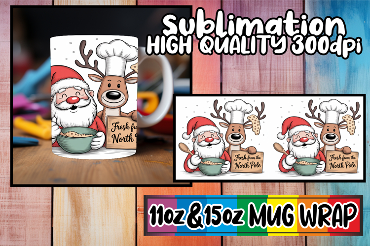 Unique sunsets 11oz 15oz sublimation wrap, Funny Santa