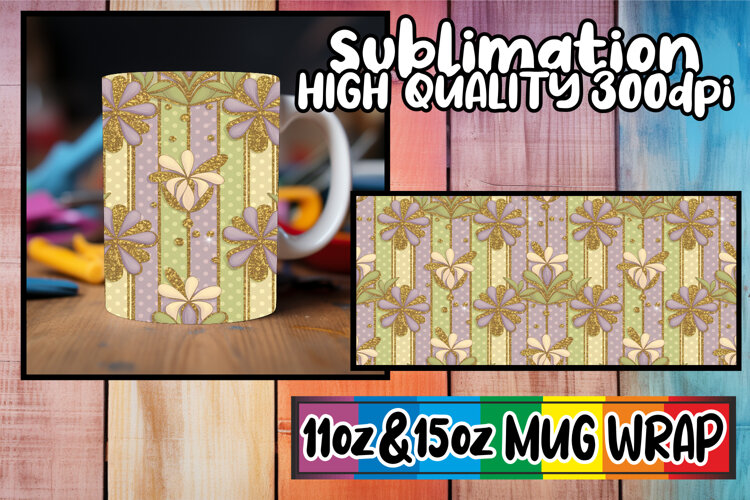 Hopeful horizons 11oz 15oz mug wrap, Gold Flower example image 1