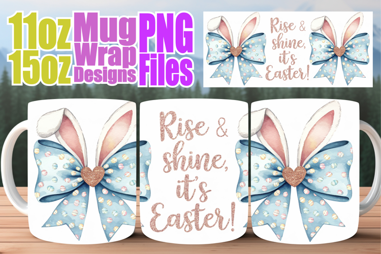 Happy journeys sublimation mug wrap, Easter Bow