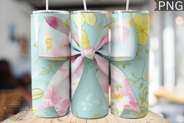 Spring Fling Bow Tumbler Wrap -High Quality 300 Dpi