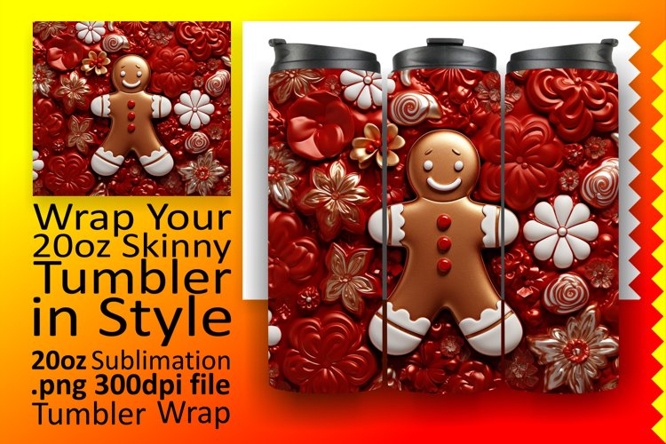 Whimsical Winter 3D Gingerbread Man Christmas Tumbler Wrap