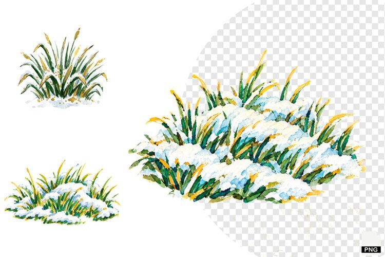 Winter Snowy Grass Clipart example image 1