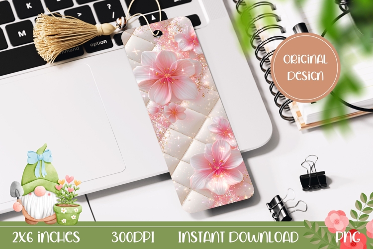 Glitter Bookmark Design, Floral Bookmark Template