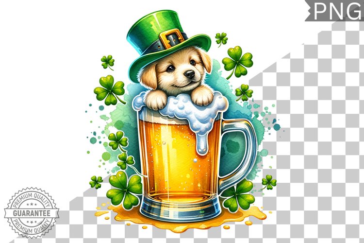 St. Patricks day Dog - Clipart Sublimation PNG