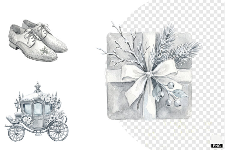 Snowy Romance Wedding Clipart example image 1