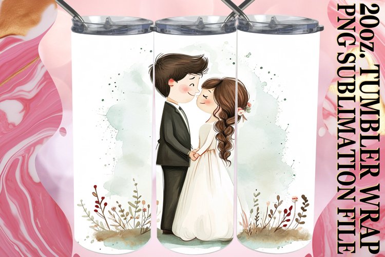 Serene Watercolor Wedding Tumbler Art: Sublime Charm example image 1