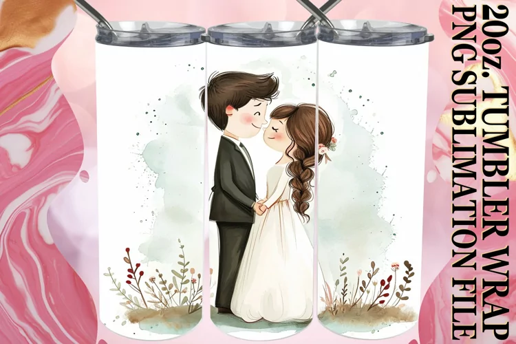 Serene Watercolor Wedding Tumbler Art: Sublime Charm