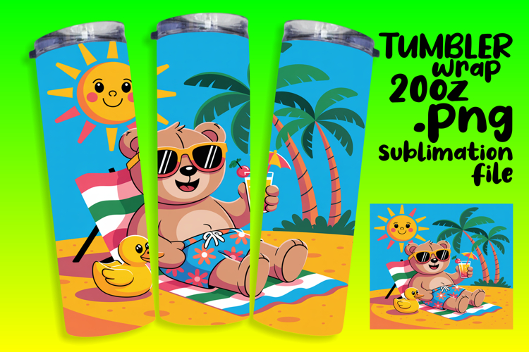 CUSTOM 20oz Tumbler Design for DIY , Cute Bear